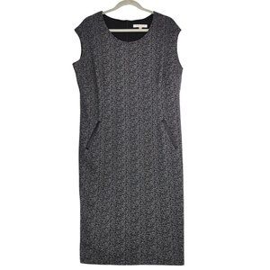 TravelSmith Womens Dress Size 16 Black White Printed Sleeveless Stretch Pockets